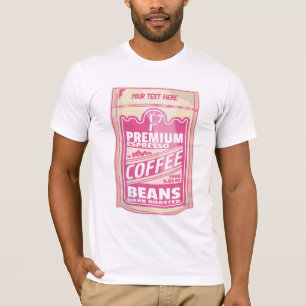 Premium espresso koffiebonen roze voedsel pop kuns t-shirt