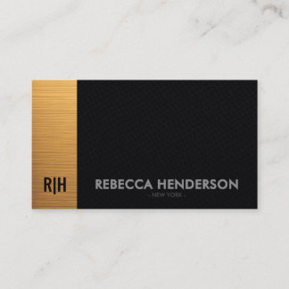 Premium Gold Black Leather & White Back Monogram Visitekaartje