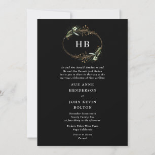 Premium Golden Black Eucalyptus Wreatmonogram Kaart