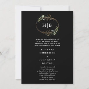 Premium Golden Black Eucalyptus Wreatmonogram Kaart