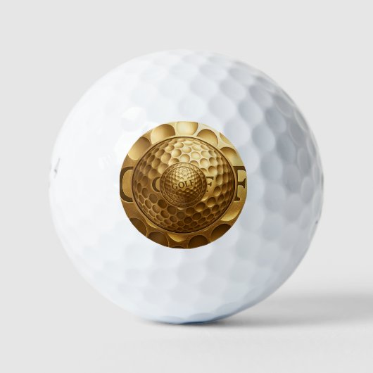 Premium Golden Golfbal – Luxe 3D Logo-ontwerp Golfballen (Voorkant)
