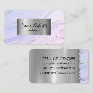 Premium Golden Luxury Alcohol Ink Paarse Silver Visitekaartje