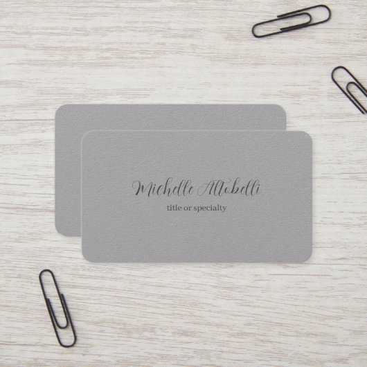 Premium - Grijze professionele moderne handgeschre Visitekaartje (Voorkant / Achterkant in situ)