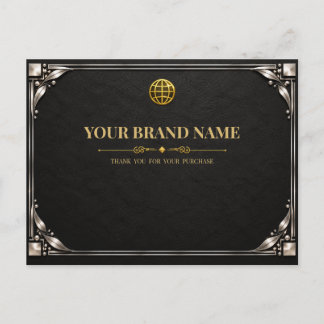 Premium Houtskoolzwart Zilver Verpakking Slip Briefkaart