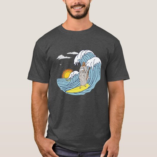 Premium Jesus Surfing - T-shirt en détresse (Devant)