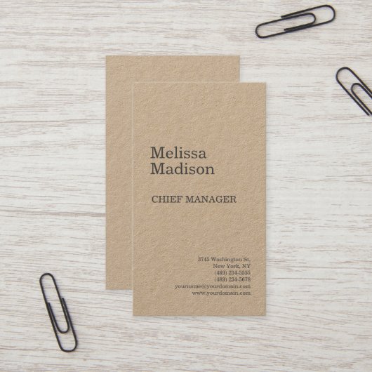 Premium - Kraft Modern - minimalistische professio Visitekaartje (Voorkant / Achterkant in situ)