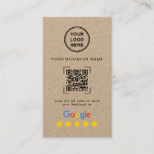 Premium Kraft QR Code Google Review Visitekaartje (Voorkant)