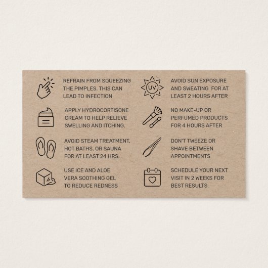 Premium Kraft Simple Eyebrow Threading Aftercare Visitekaartje (Achterkant)