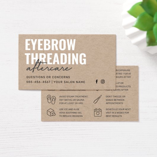 Premium Kraft Simple Eyebrow Threading Aftercare Visitekaartje (Bureau)