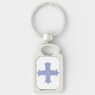 Premium Lapis Blauwe Koptische Kruiskunst Sleutelhanger