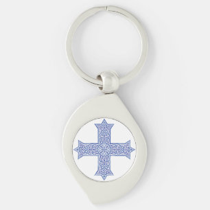 Premium Lapis Blauwe Koptische Kruiskunst Sleutelhanger