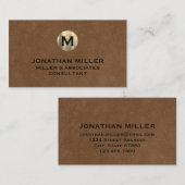 Premium leder Gold-monogram Visitekaartje (Voorkant / Achterkant)