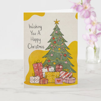 Premium Linen Gelukkig Kerstkaart Kaart