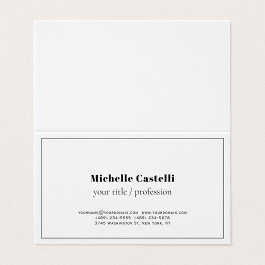 Premium Linen Professional, uniek, klassiek eenvou Visitekaartjes (Buitenkant ongevouwen)