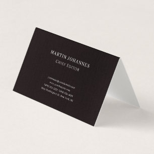 Premium Linnen Elegant Eenvoudig Zwart Minimalisti Visitekaartjes