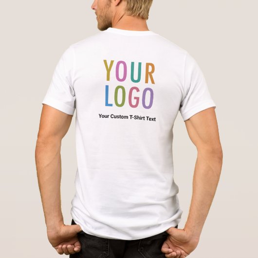 Premium Mannen's Witte T-shirt Custom Business Log (Achterkant)