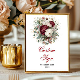 Premium Maroon Bloemrijke Groenelementen Goud Op m Poster