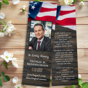 Premium Memorial USA Flag Funeral Prayer Bladwijze Mini Visitekaartjes