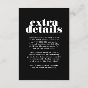 Premium Modern Bold Zwart Wit Extra Info Details Informatiekaartje