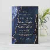 Premium Modern Moody Blauw en Goud Huwelijk Kaart (Staand voorkant)