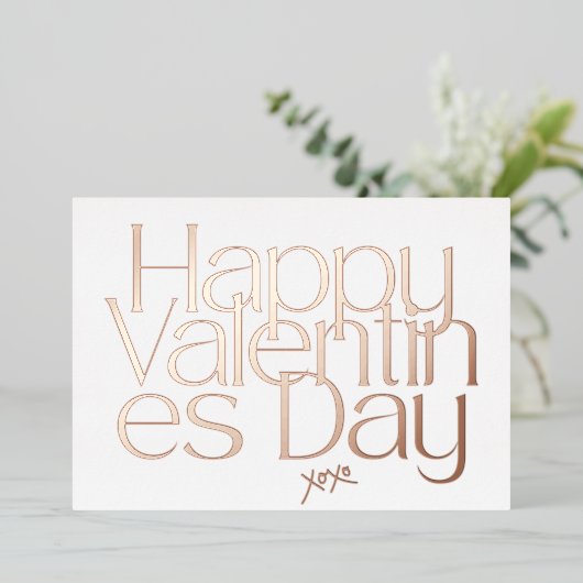 PREMIUM MODERN VALENTIJNSDAG BLUSH GIRLY PINK FOLIE FEESTDAGENKAART (Staand Voorkant)