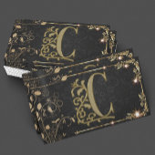 Premium Monogram Black Gold Sparkle Visitekaartje