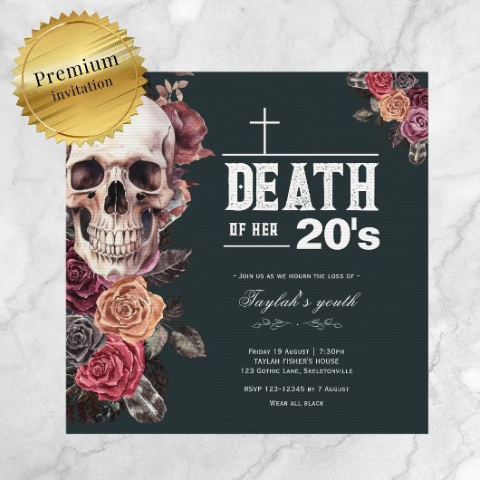 Premium "Mort de ses 20 ans" invitation d'annivers