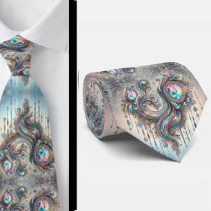 Premium namaak holografisch opaal paisley nekdas stropdas