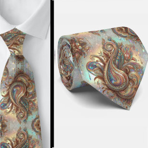 Premium namaak holografisch opaal paisley nekdas stropdas