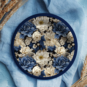 Premium Navy Witte Ivoor Bloem Luxe Papieren Bord