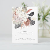 Premium - Pampas Grass Flower Tropical Elegant Bla RSVP Kaartje (Staand voorkant)