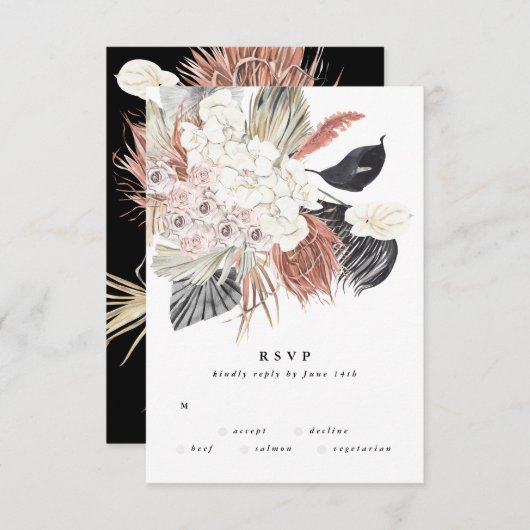 Premium - Pampas Grass Flower Tropical Elegant Bla RSVP Kaartje (Voorkant / Achterkant)