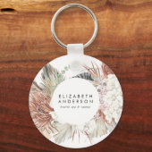 Premium - Pure White Pampas Grass Floral Ultra Sleutelhanger (Voorkant)