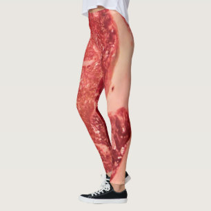 Premium Rauw Rood Vlees   Marmermeis Macro Foto Leggings
