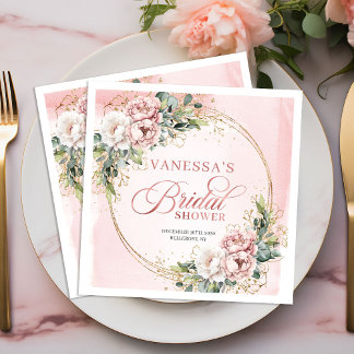 Premium rose gold blush floral bridal shower napki servet