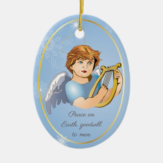 Premium Round Ornament, Angel Boy Keramisch Ornament (Voorkant)