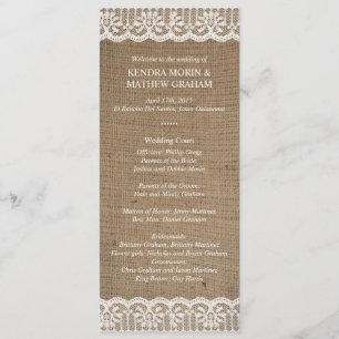 Premium Rustic Burlap Lace Programmes de mariage 4