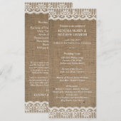 Premium Rustic Burlap Lace Programmes de mariage 4 (Devant / Derrière)