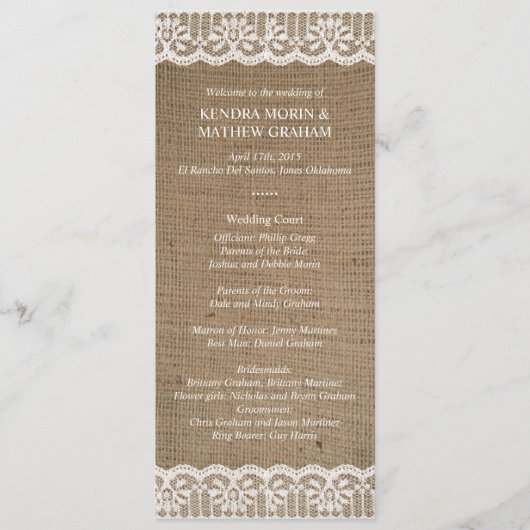 Premium - Rustic Burlap - programma's voor weddens (Voorkant)