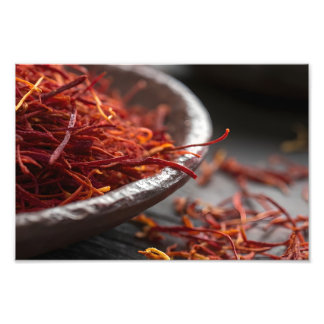Premium Saffron Threads Extreme Macro Close Up Lux Foto Afdruk