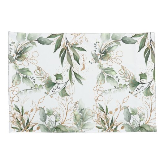 Premium Sage Modern Eucalyptus Green Kussensloop (Achterkant-Rechts)