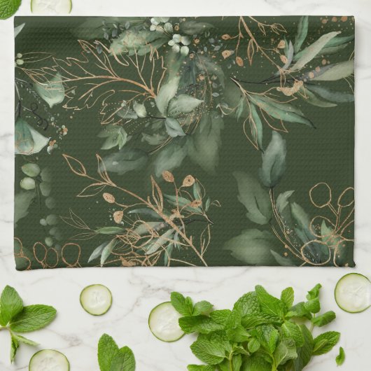 Premium Sage Modern Eucalyptus Green Theedoek (Gevouwen)