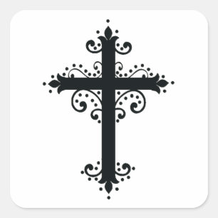 Premium Sierkunst Gekerfde Kruiskunst Vierkante Sticker