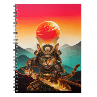 Premium spiraalnotitieboek met krijger Samurai-kat Notitieboek