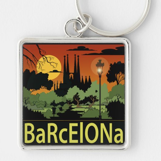 Premium Square Sleutelhanger in Barcelona (2,00 in (Voorkant)