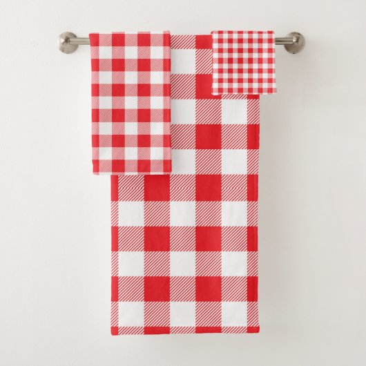 Premium Stylish Red and White Checkered Bad Handdoek (Insitu)