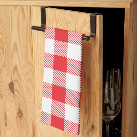 Premium Stylish Red and White Checkered Theedoek (Derde Gevouwen)