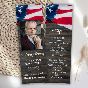 Premium USA Flag Photo Memorial Prayer Bladwijzer Mini Visitekaartjes