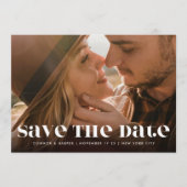 Premium Vet Moderne QR CODE Tekst Twee Foto Save The Date (Voorkant)