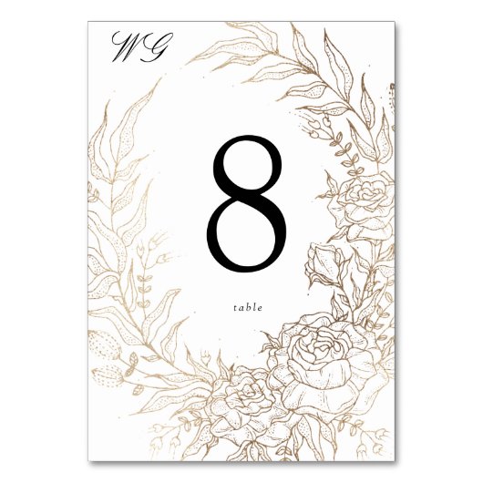 Premium Wit en Goud Bloemen Krans Bruiloft Kaart (Voorkant)